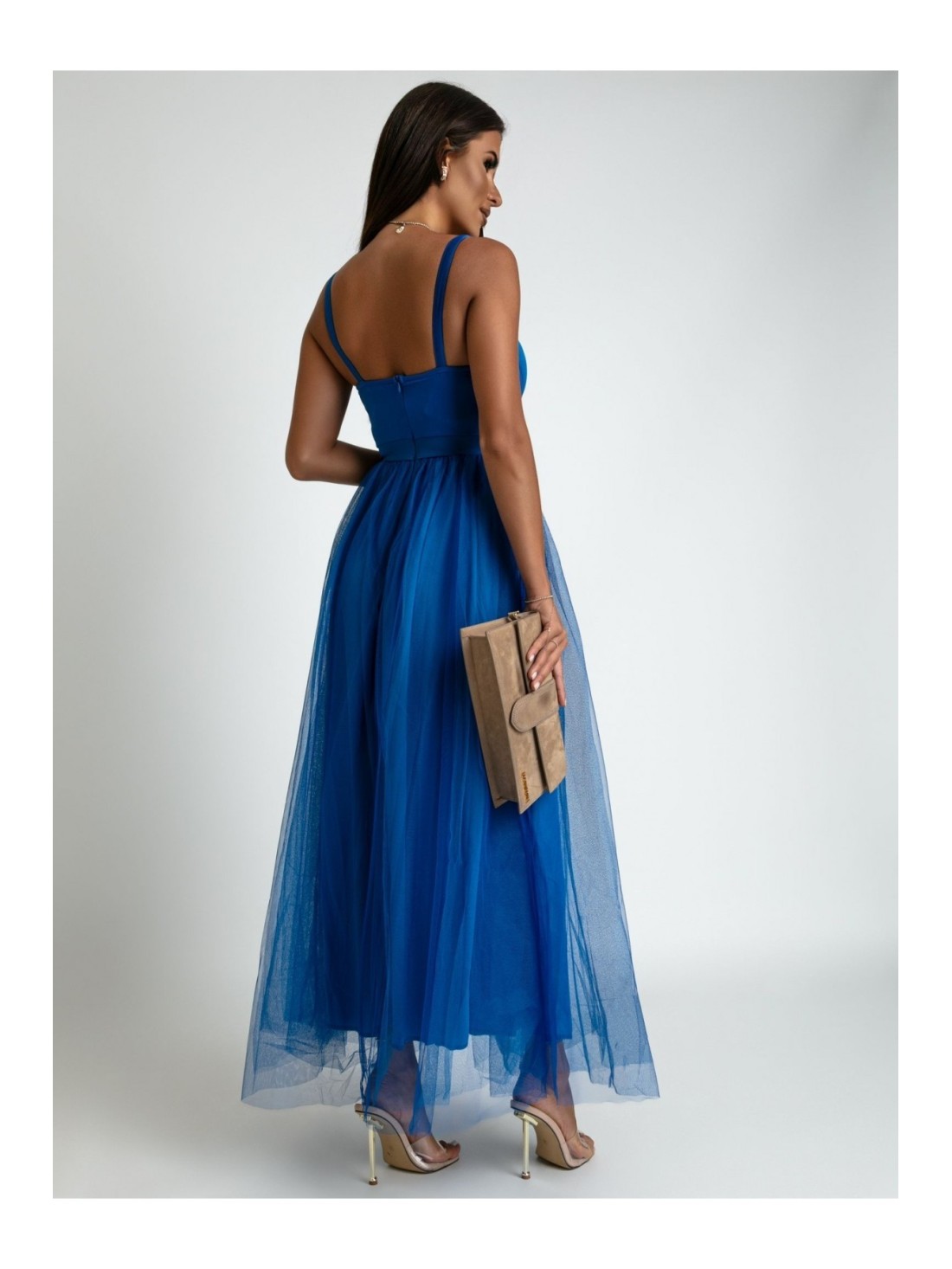 Cornflower blue dress with tulle skirt AZR666